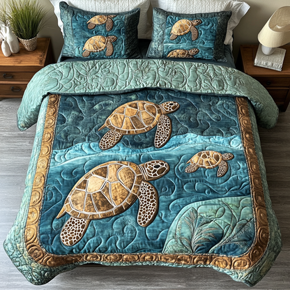 Coastal Wanderer 3-Piece Quilted Bedding Set NCU0DK5309
