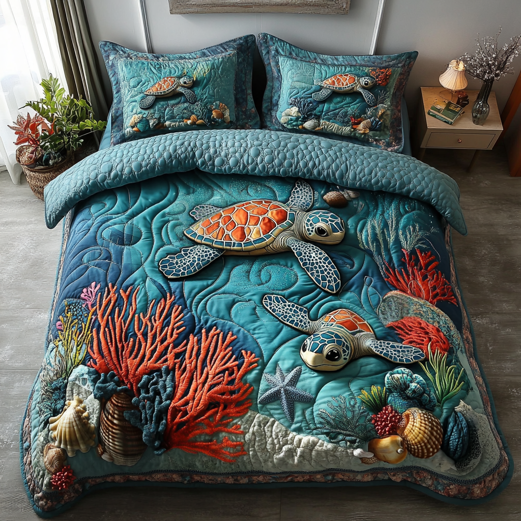 Coastal Wanderer 3-Piece Quilted Bedding Set NCU0DV3524