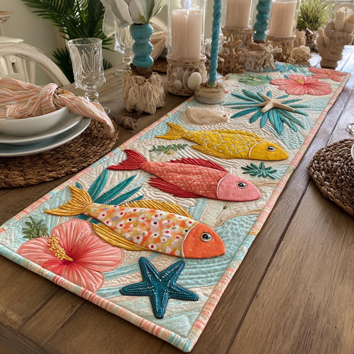 Coastal Whispers Quilted Table Runner NCU0DV9798