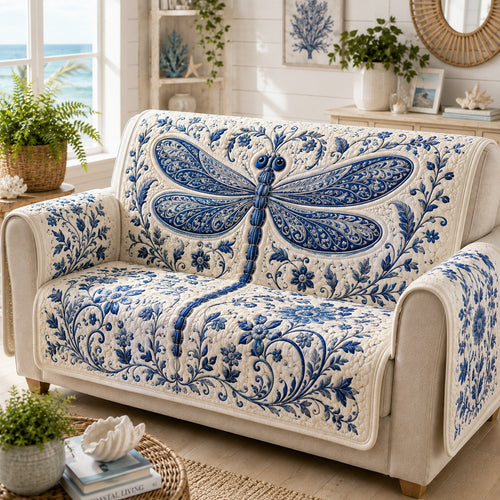 Cobalt Azure Hover Quilted Sofa Cover NCU0VL3833