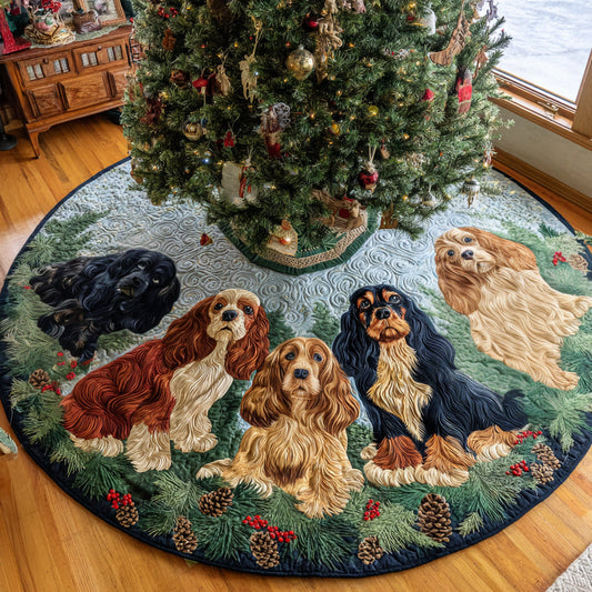 Cocker Carol Night Christmas Quilted Tree Skirt NCU0DV8203