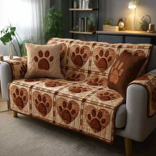 Cocoa Paw Patch Quilted Sofa Cover NCU0TV1426