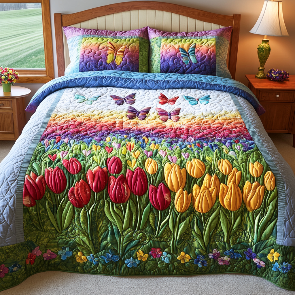 Color Burst 3-Piece Quilted Bedding Set NCU0VH3764