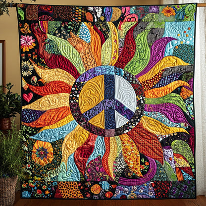 Color Burst Peace Quilted Blanket NCU0PT5520