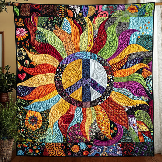 Color Burst Peace Quilted Blanket NCU0PT5520