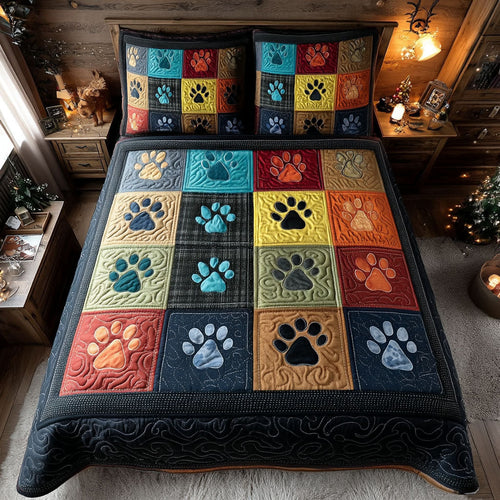 Color Paws 3-Piece Quilted Bedding Set NCU0TV1145