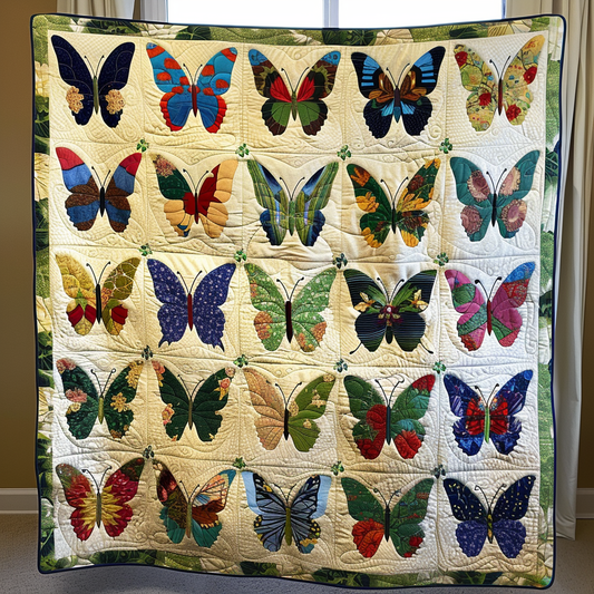 Colorful Butterflies Quilted Blanket NCU0VL060