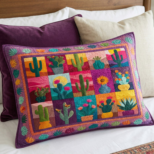 Colorful Cactus Garden Quilted Bedding Pillow Case NCU0NT12582