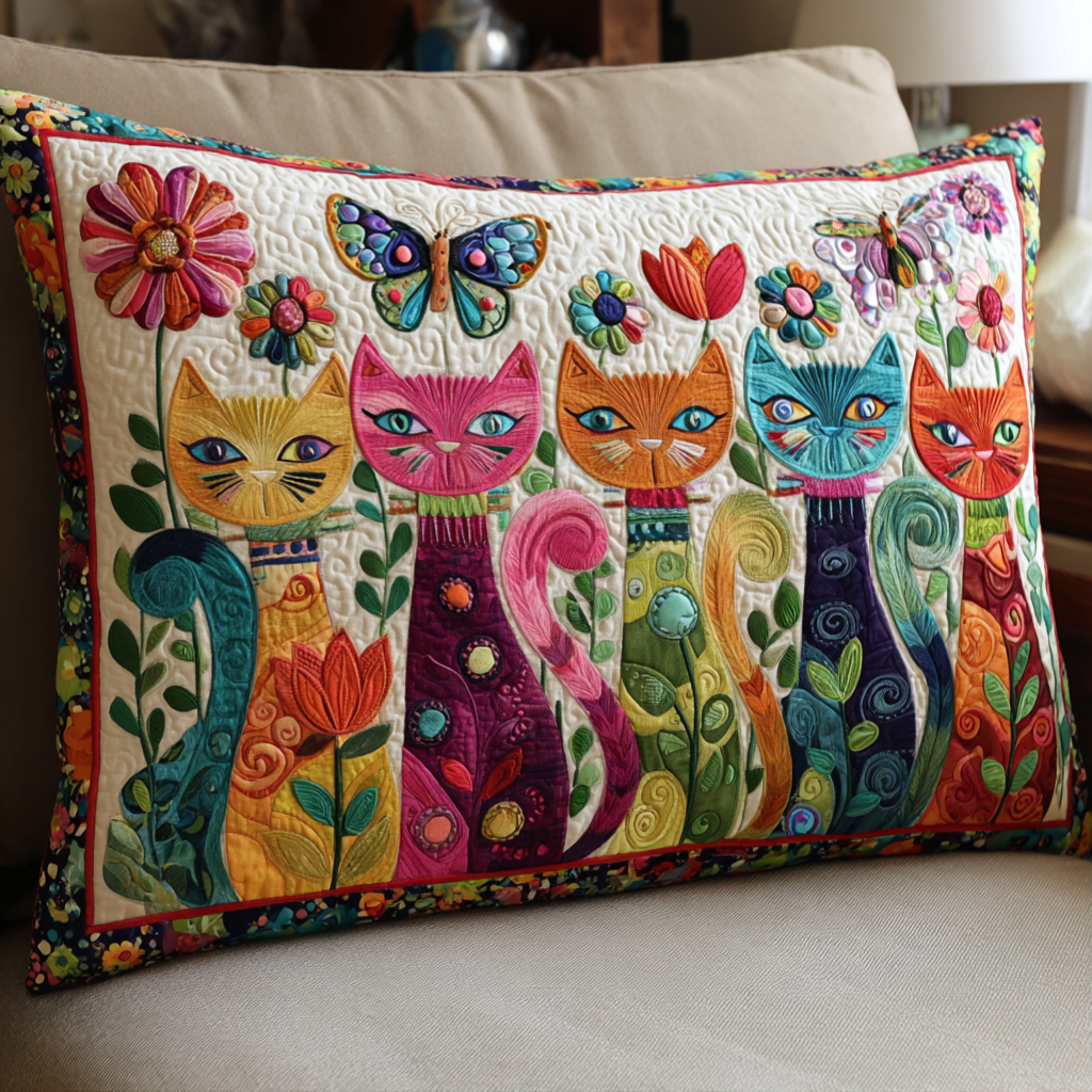 Colorful Cats Quilted Bedding Pillow Case NCU0NT9933