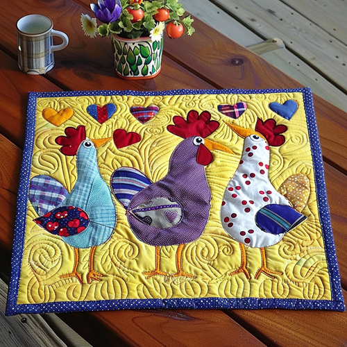 Colorful Chickens Quilted Placemat NCU0TL070