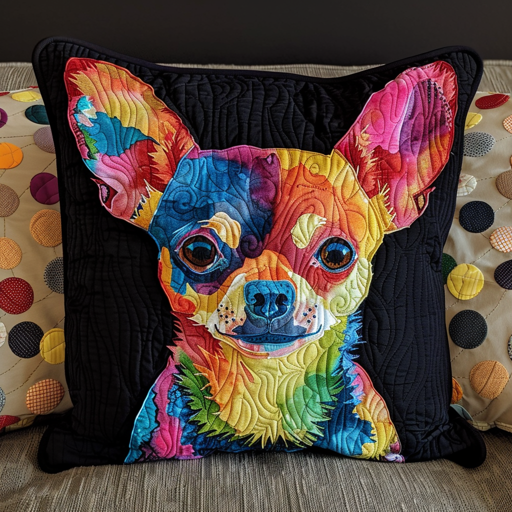 Colorful Chihuahua Quilted Pillow Case NCU0TH380