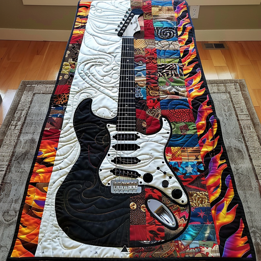 Colorful Guitar Rhythms Quilted Table Runner NCU0TH785