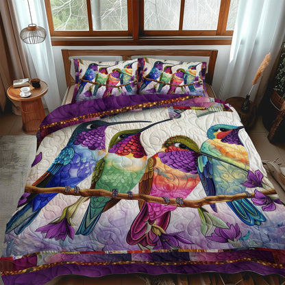 Colorful Hummingbirds 3-Piece Quilted Bedding Set NCU0TH915