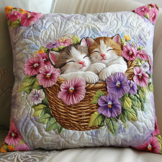 Colorful Kittens Quilted Pillow Case NCU0NT6368