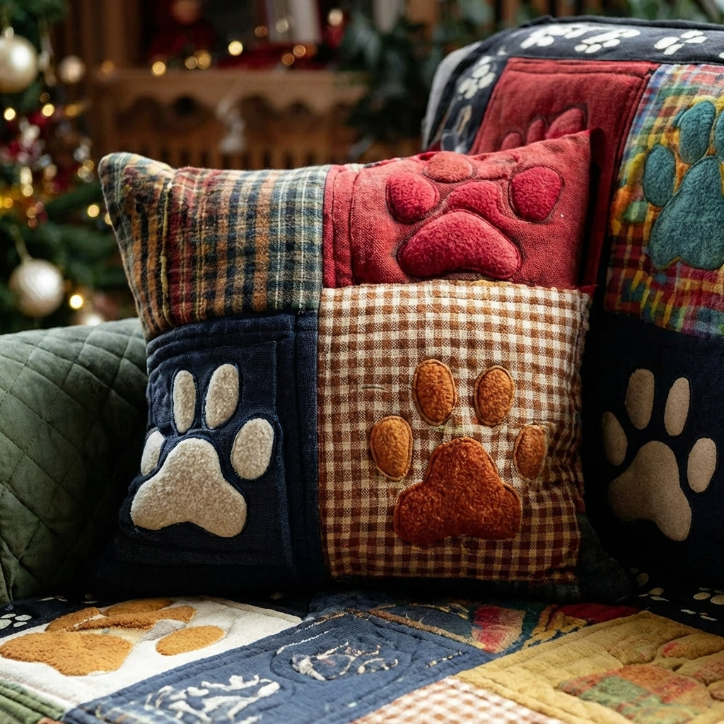 Colorful Paw Patchwork V2 Quilted Pillow Case NCU0TV871