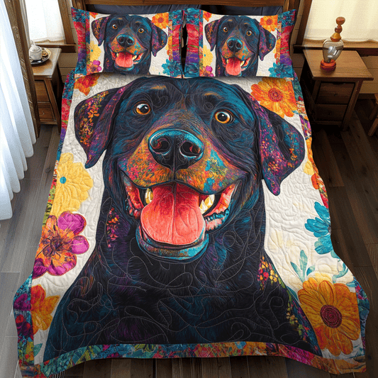 Colorful Adorable Labrador 3-Piece Quilted Bedding Set NCU0PD549