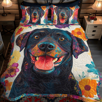 Colorful Adorable Labrador 3-Piece Quilted Bedding Set NCU0PD549