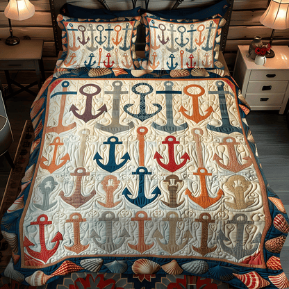 Colorful Anchors 3-Piece Quilted Bedding Set NCU0TH1217