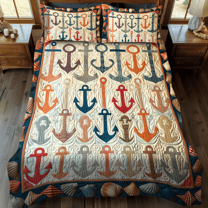 Colorful Anchors 3-Piece Quilted Bedding Set NCU0TH1217