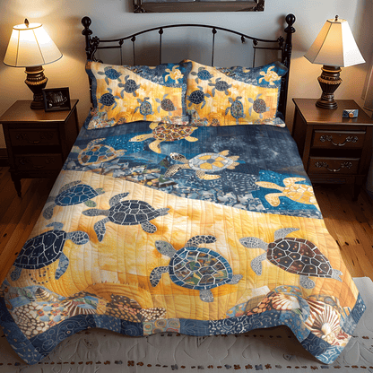Colorful Baby Turtles 3-Piece Quilted Bedding Set NCU0TH1350