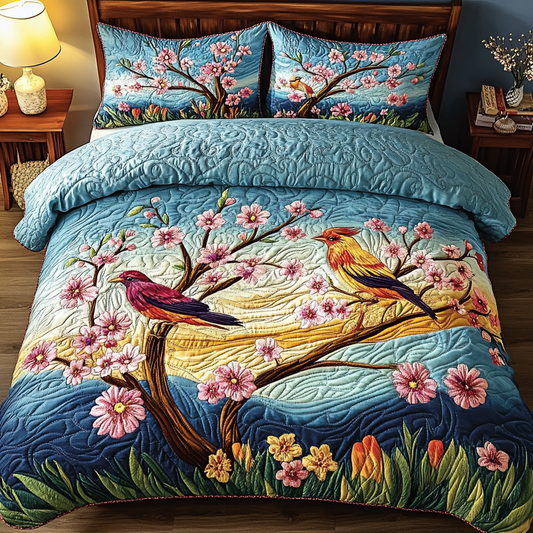 Colorful Birds 3-Piece Quilted Bedding Set NCU0VL2071