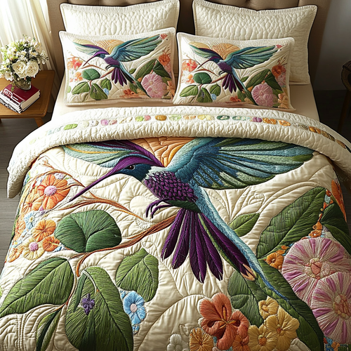 Colorful Bloom 3-Piece Quilted Bedding Set NCU0VL2139
