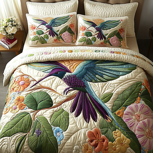 Colorful Bloom 3-Piece Quilted Bedding Set NCU0VL2139