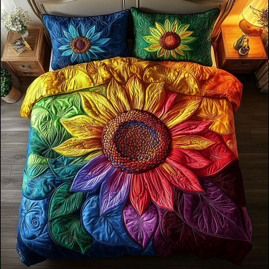 Colorful Blooms 3-Piece Quilted Bedding Set NCU0NT5534