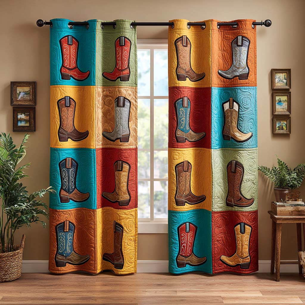 Colorful Boot Parade Quilted Curtains NCU0XD2137