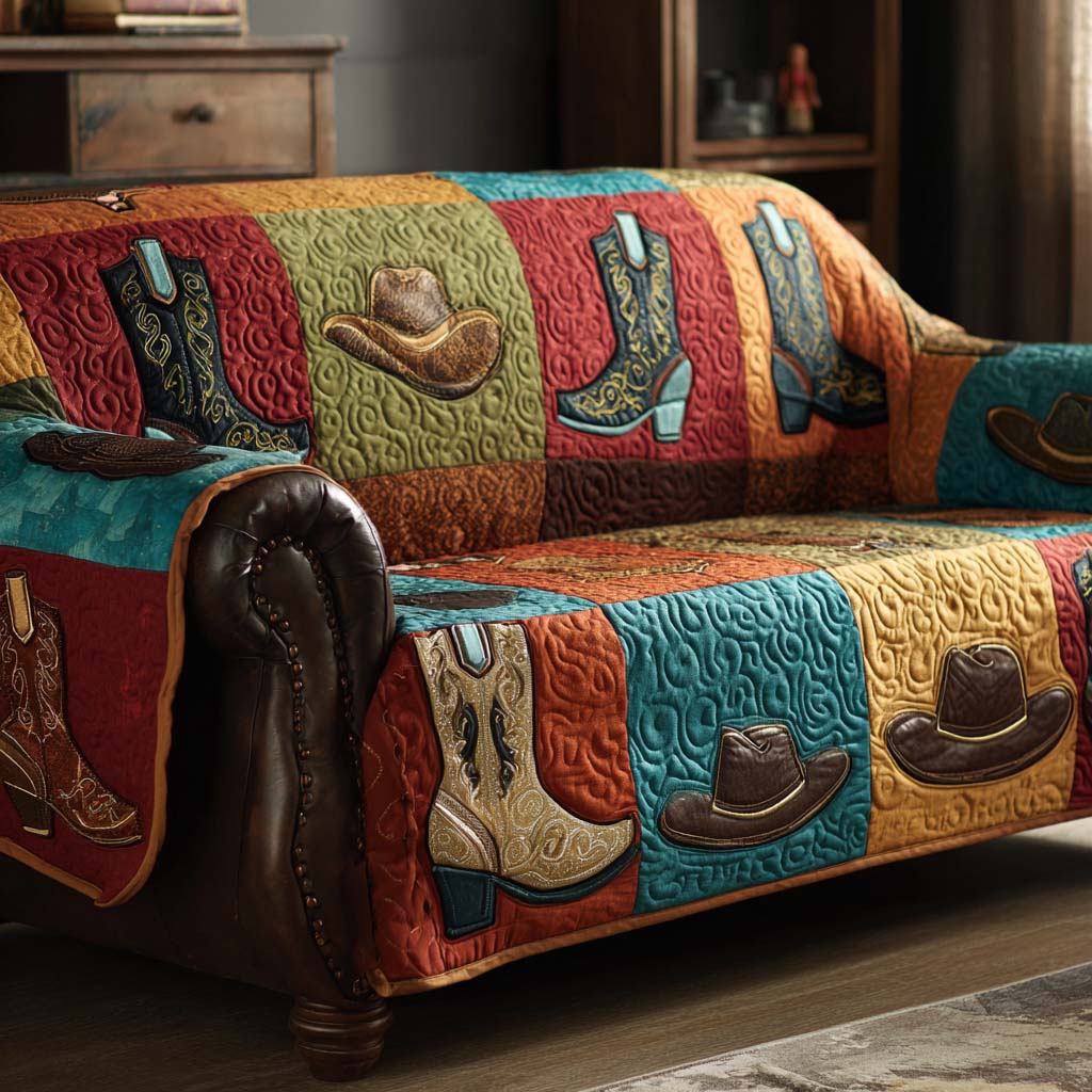 Colorful Boot Row Quilted Sofa Cover NCU0XD2125