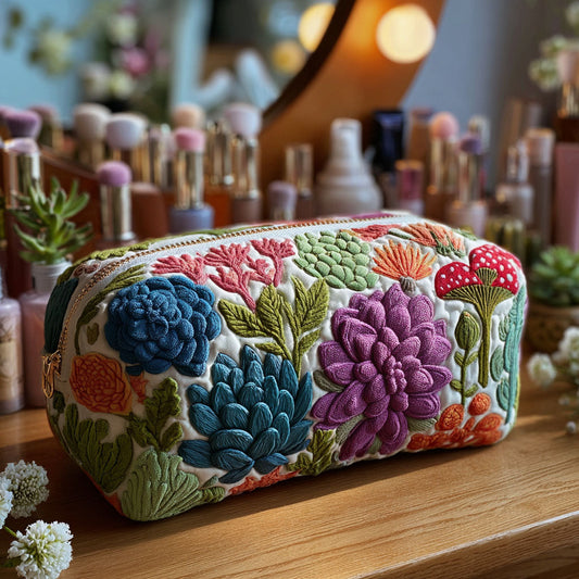 Colorful Botanica Quilted Makeup Bag NCU0PT9617