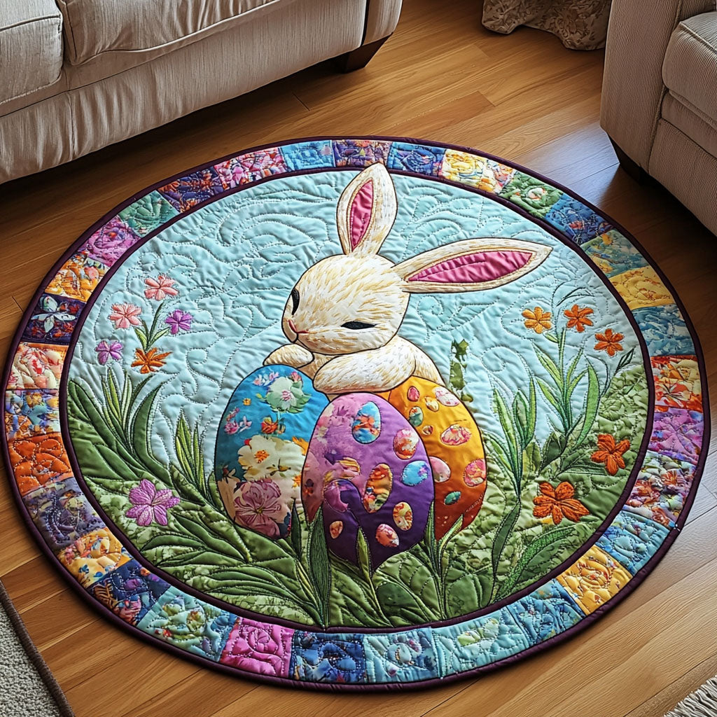 Colorful Bunny Quilted Round Mat NCU0NT3557
