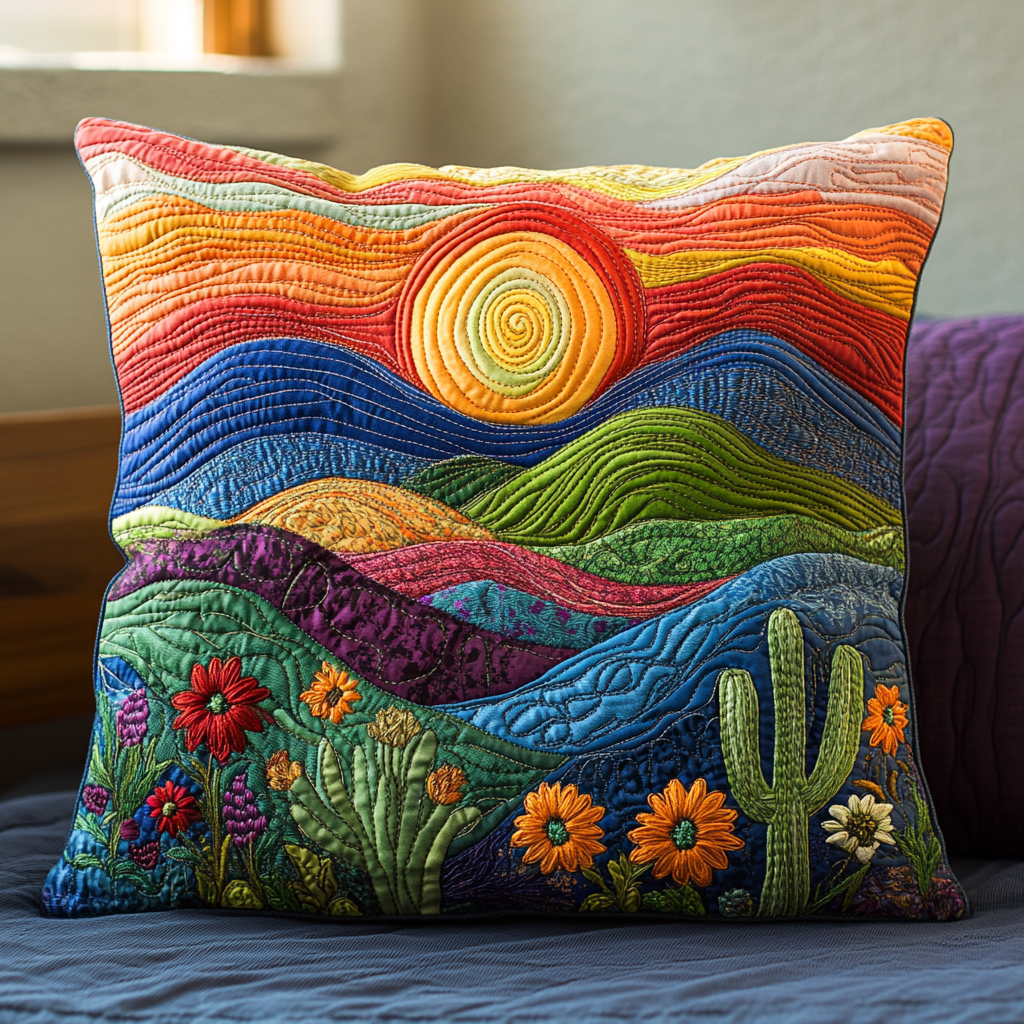 Colorful Cactus Field Quilted Pillow Case NCU0DV4067