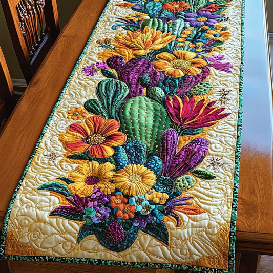 Colorful Cactus Quilted Table Runner NCU0DK9643