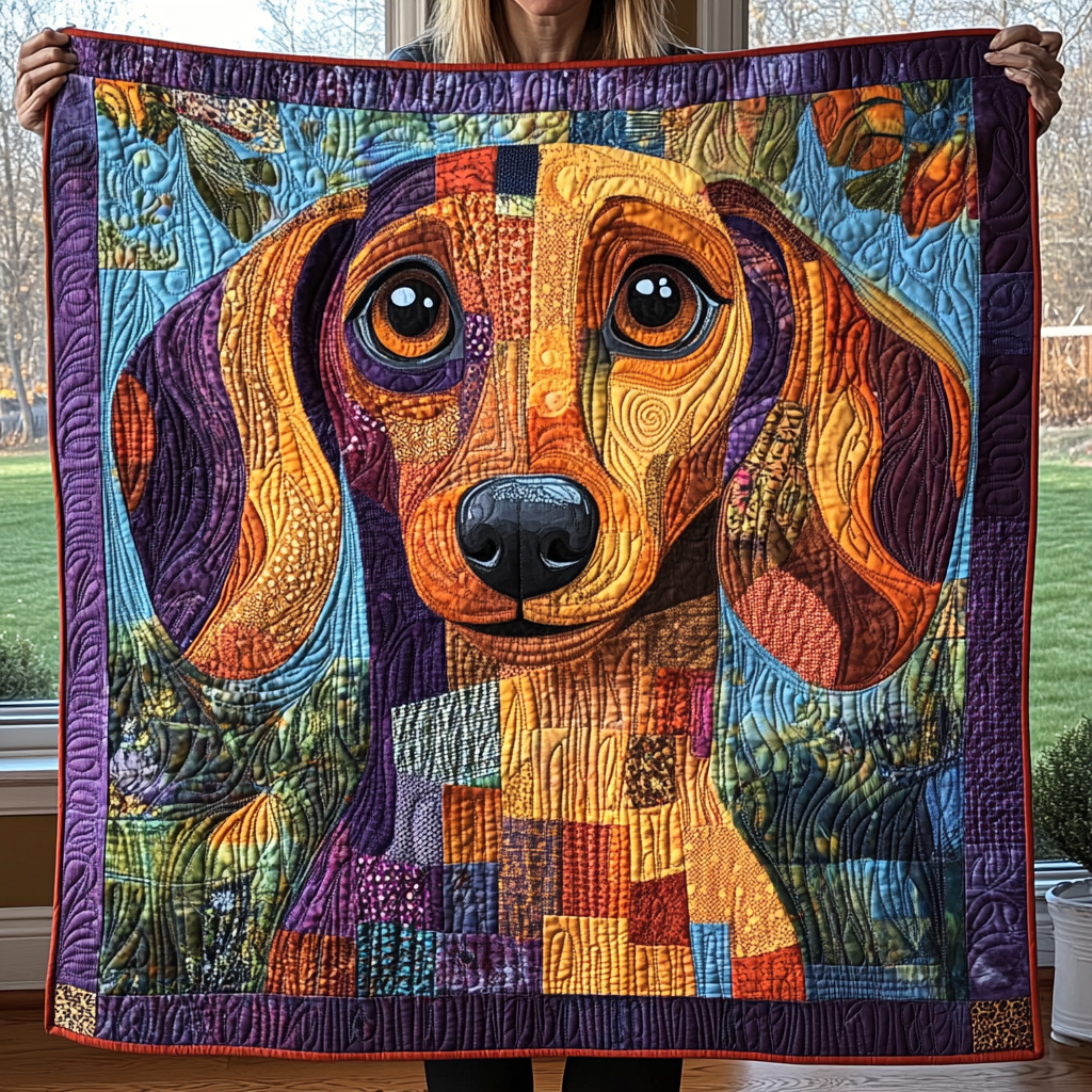 Colorful Canine Charm Quilted Blanket NCU0DK2155