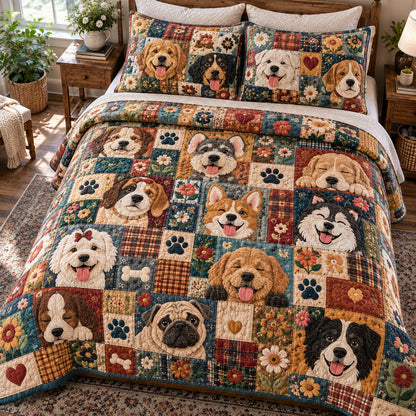 Colorful Canine Club 3-Piece Quilted Bedding Set NCU0DV10510