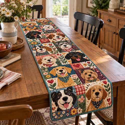 Colorful Canine Club Quilted Table Runner NCU0DV10464