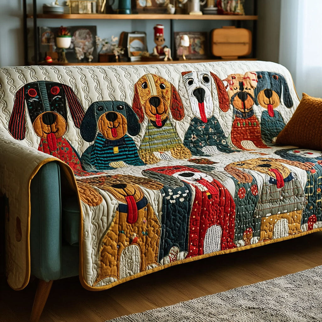 Colorful Canines Quilted Sofa Cover NCU0DK11878