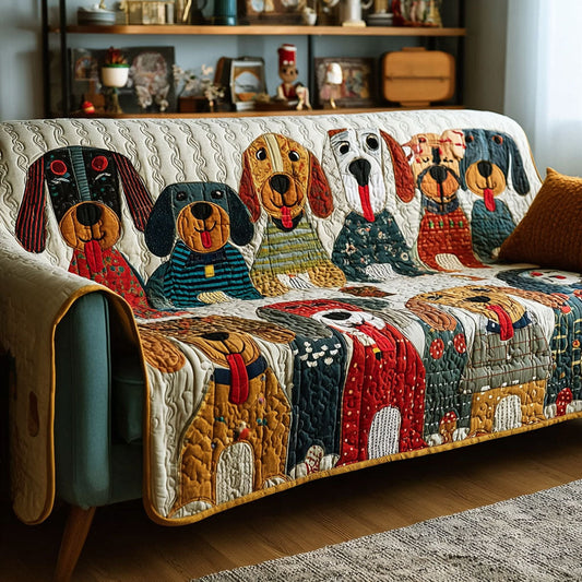 Colorful Canines Quilted Sofa Cover NCU0DK11878