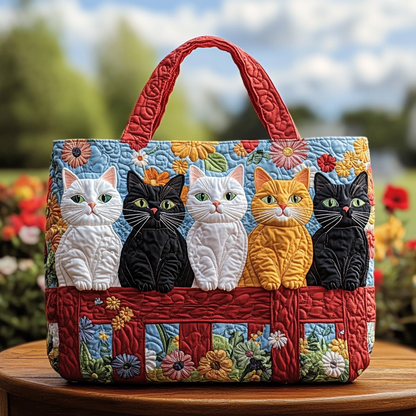 Colorful Cat Quilted Tote Bag NCU0DK9705