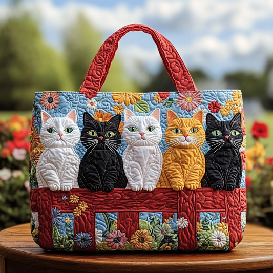 Colorful Cat Quilted Tote Bag NCU0DK9705