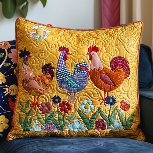Colorful Chickens Quilted Pillow Case NCU0TL510