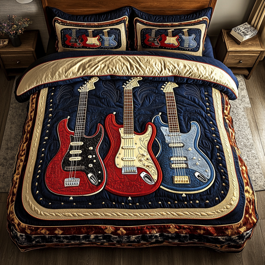 Colorful Chords 3-Piece Quilted Bedding Set NCU0DK6089