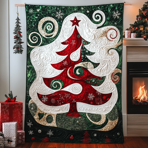 Colorful Christmas Tree Quilted Blanket NCU0TL1515