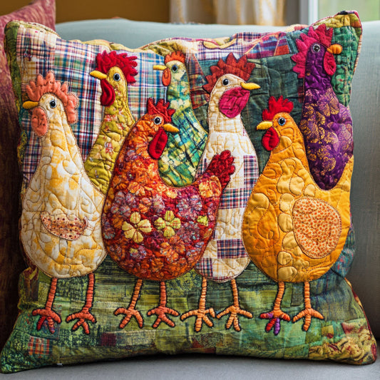 Colorful Cluckers Quilted Pillow Case NCU0NT6256