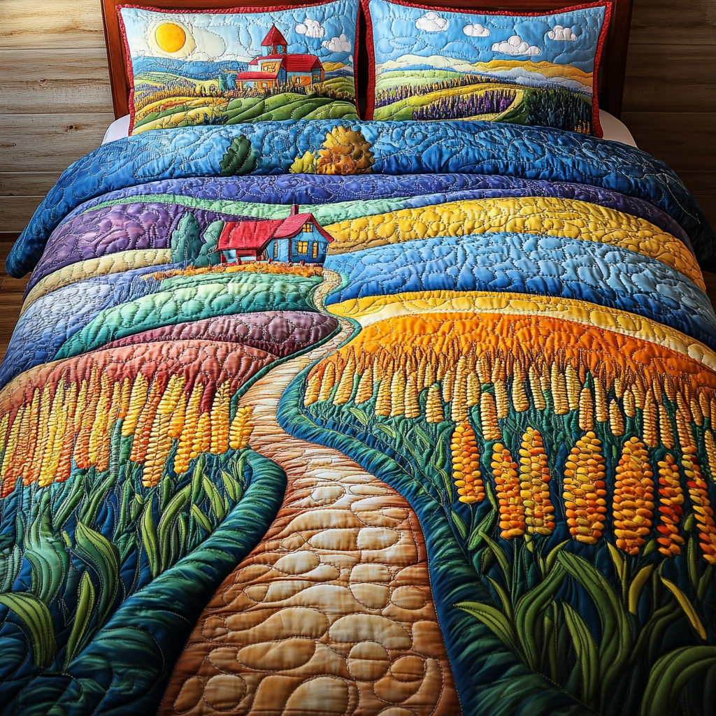 Colorful Country Path 3-Piece Quilted Bedding Set NCU0DK6300