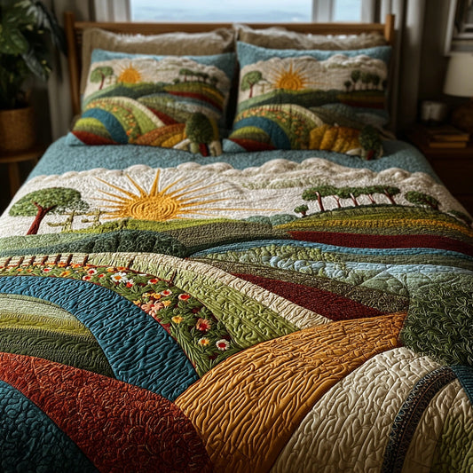 Colorful Country Road 3-Piece Quilted Bedding Set NCU0DV6324