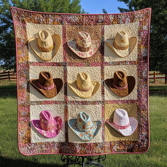 Colorful Cowboy Hats Quilted Blanket NCU0NT5596