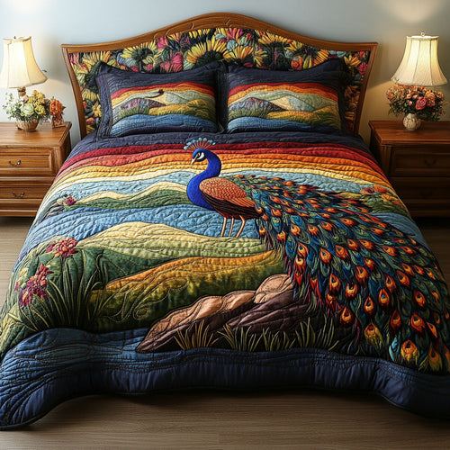 Colorful Crest in the Wild 3-Piece Quilted Bedding Set NCU0PT5935