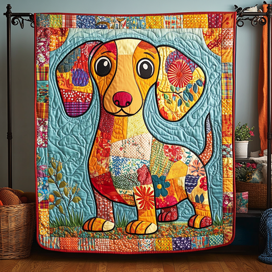 Colorful Dachshund Quilted Blanket NCU0DK9273